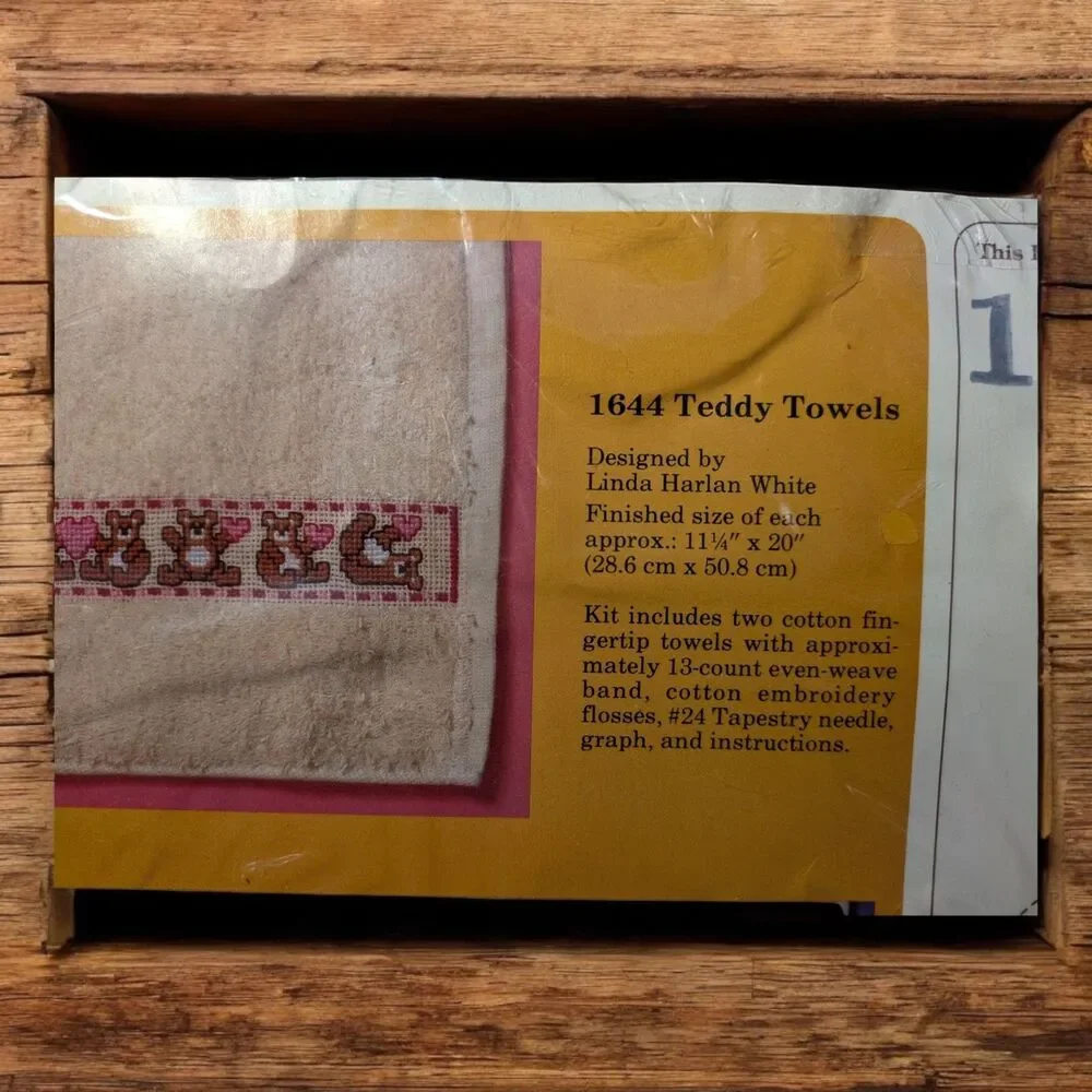 Creative Circle Cross Stitch Towel Kit #1644 Teddy Towels Set NEW